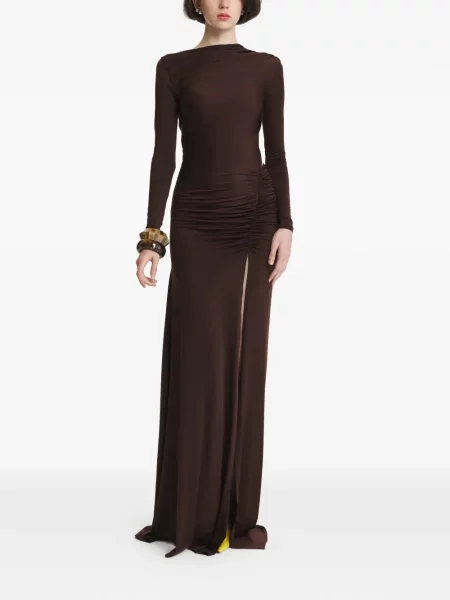 Rochie maxi 2310 Studio cu volane maro
