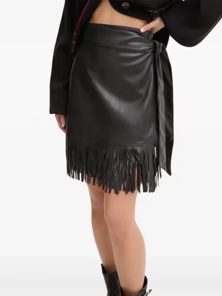 Fustă Never Fully Dressed cu franjuri negru