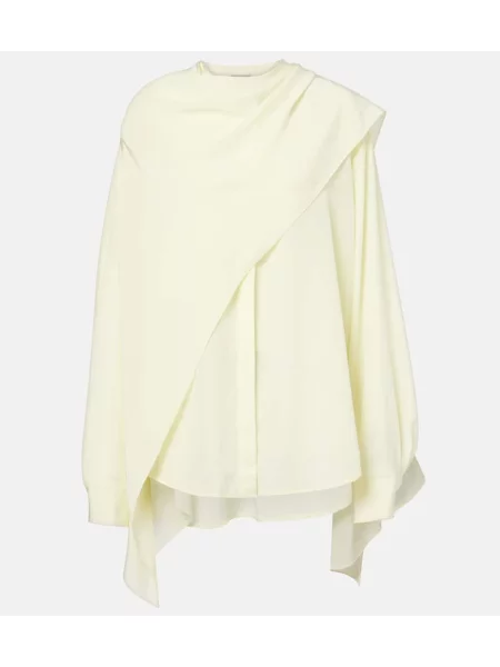 Svilena bluza Calvin Klein Collection z draperijo rumena