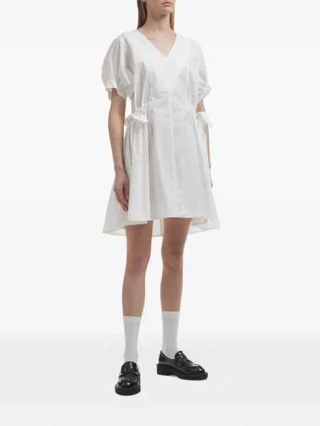 Rochie mini B+ab cu decolteu în V de costum alb