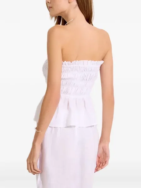 Lniana bluzka z falbankami Lenny Niemeyer z falbankami biała