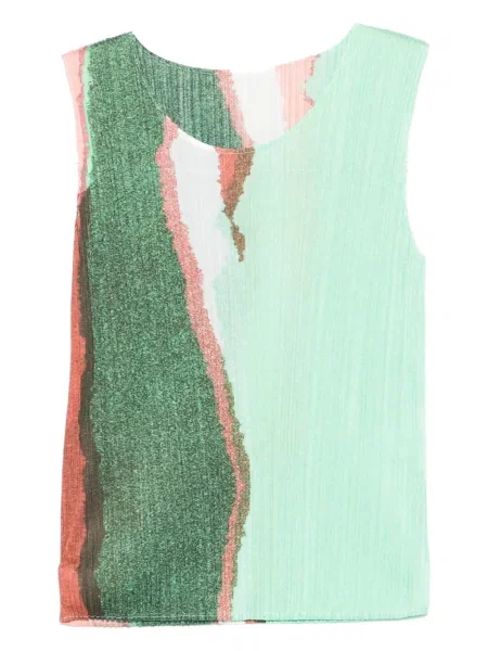Top Pleats Please Issey Miyake cu imagine cu imprimeu abstract verde