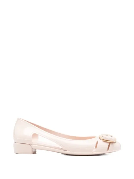 Pantofi cu toc Ferragamo cu funde fără toc roz