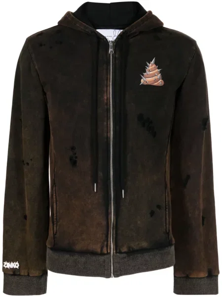 Hanorac cu glugă Natasha Zinko zdrențuiți din jerseu maro