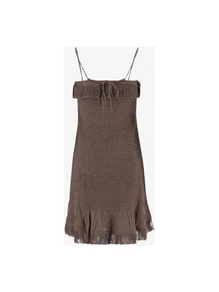 Lniana sukienka mini By Malene Birger brązowa