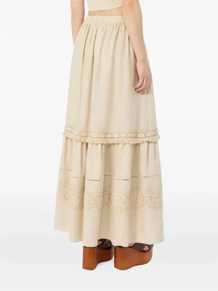 Fustă midi Weekend Max Mara cu franjuri din dantelă