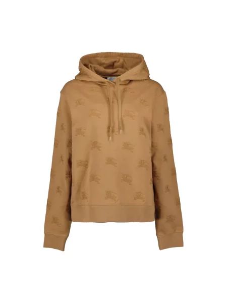 Lniana bluza z kapturem Burberry z kapturem brązowa