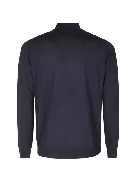 Lung tricou polo Paolo Pecora de lână negru