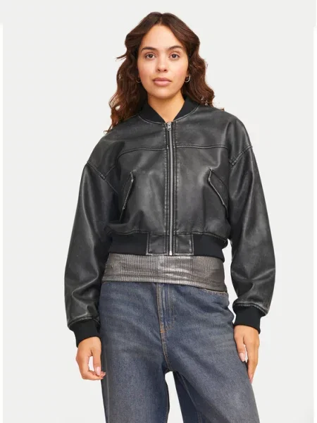 JJXX Kurtka z imitacji skóry Tora czarny