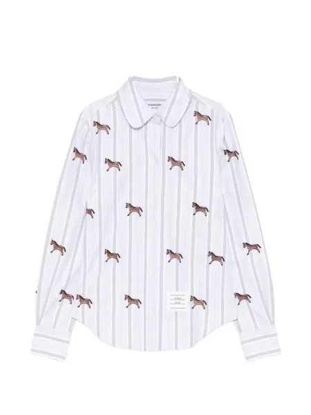 Cămașă Thom Browne cu broderie albastru