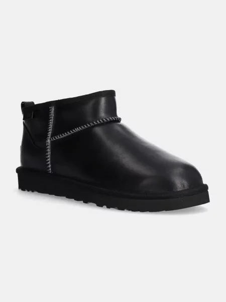 UGG bocanci de piele Classic Ultra Mini Lthr Regen negru