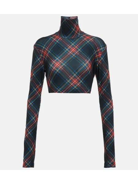 Top Norma Kamali în carouri din jerseu