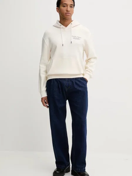 Кофта Guess Jeans з капюшоном візерунок бежевий