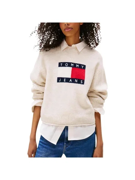 Sveter Tommy Jeans so slieňovým vzorom biela