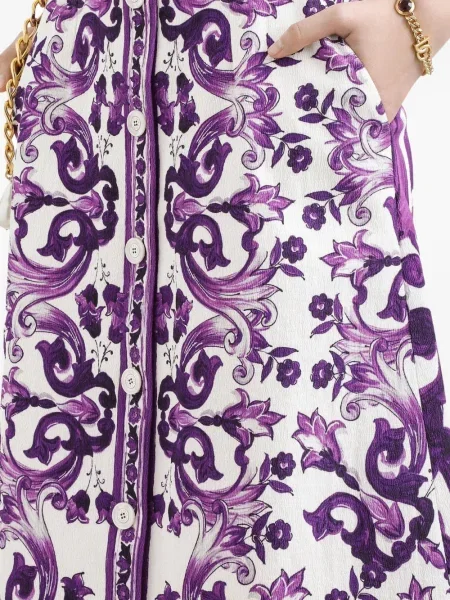 Fustă midi Dolce & Gabbana cu imagine până la genunchi alb