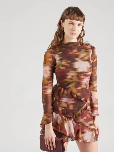 TOPSHOP Ruha krém / csokoládé burgundi vörös zöld