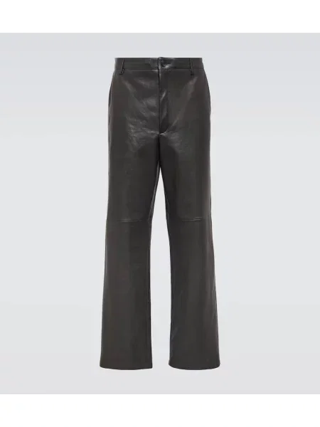 Usnjeni usnjene hlače Prada črna