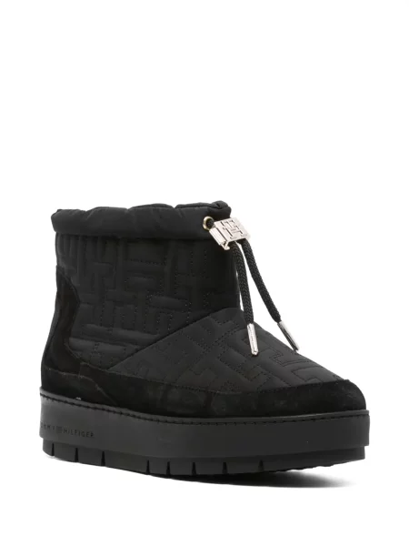 Botine Tommy Hilfiger cu platformă din jacard negru