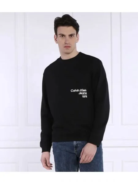 CALVIN KLEIN JEANS Hanorac DIFFUSED LOGO CREW NECK negru
