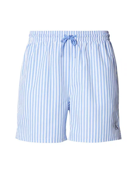 Calvin Klein Swimwear Plavecké šortky světlemodrá / černá bílá