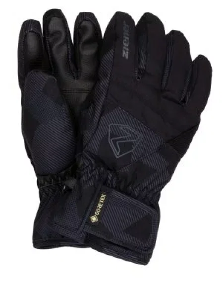 Dětské lyžařské rukavice Ziener Leif-Z GTX black/gray ink camo černé