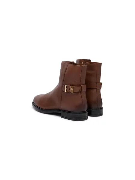 Členková obuv Tommy Hilfiger Th Buckle Leather Ankle Boot hnedá
