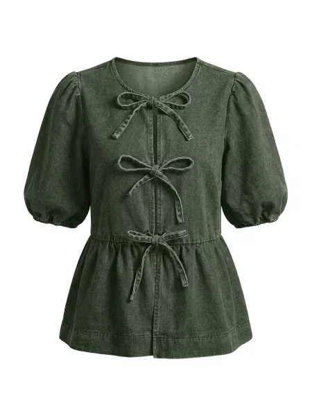 Imily Bluza temno zelena bela