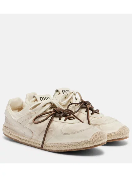 Sneakerși Miu Miu din canvas bej