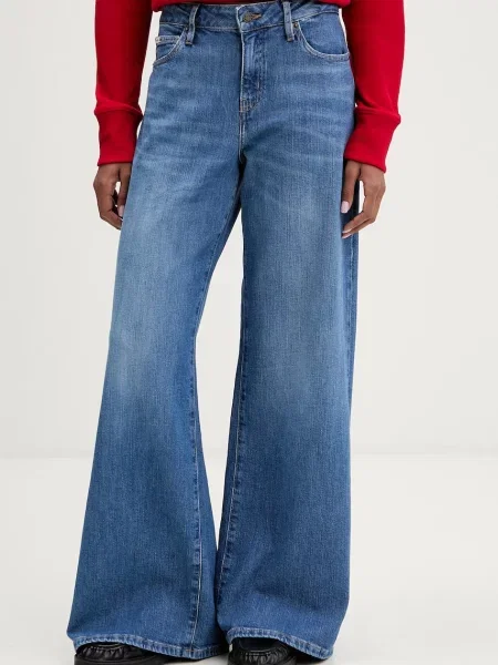 Guess Jeans blugi wide leg pentru femei albastru