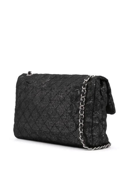 Maxi kabelka Chanel Pre-owned s flitry se síťovinou černá