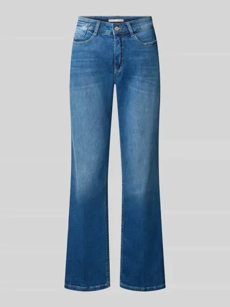 Jeansy o kroju straight fit z mieszanka bawełny w 5 kieszeni Mac niebieskie
