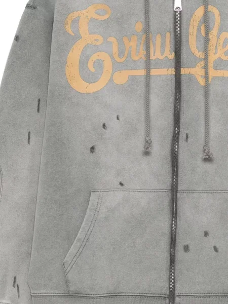 Hanorac cu glugă Evisu zdrențuiți gri