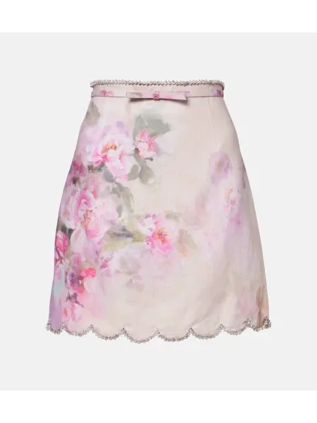 Fustă Zimmermann de in cu model floral roz