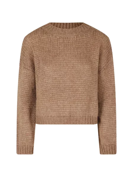 Pulover Roberto Collina cu decolteu rotund chunky maro