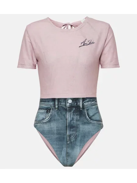 Costum de baie Acne Studios cu imagine roz