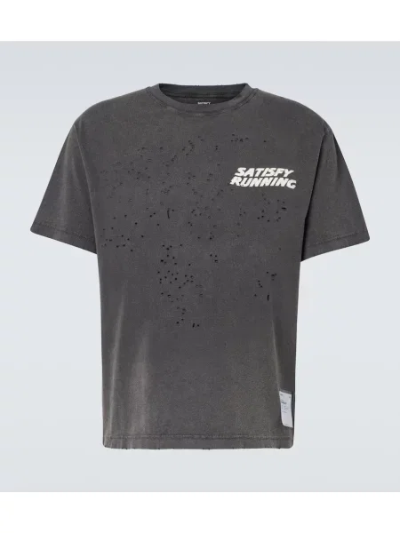 Tricou Satisfy zdrențuiți din jerseu gri