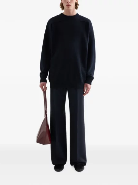 Μάλλινος πουλόβερ Jil Sander με στρογγυλή λαιμόκοψη μπλε