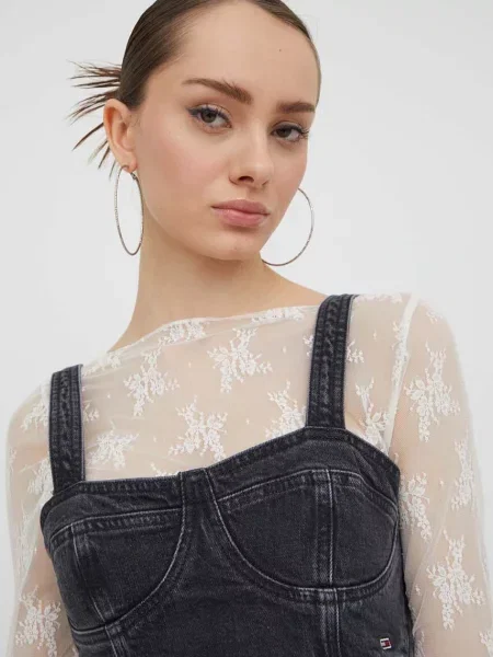 Top iz jeansa Tommy Jeans črna