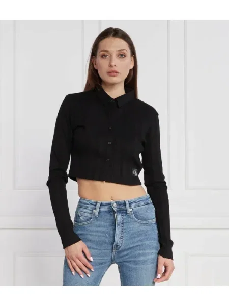 Calvin Klein Jeans Cardigan | Cropped Fit negru