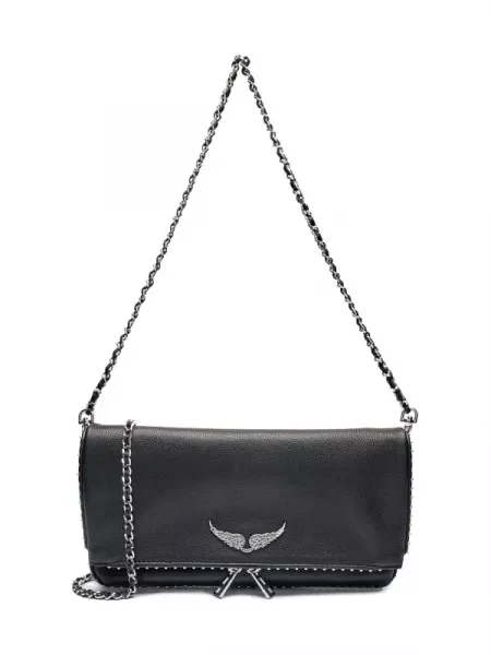 ZADIG&VOLTAIRE geantă de piele ROCK GRAINED LEATHER STUDS negru