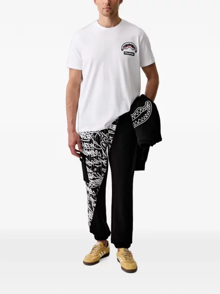 Pantaloni cargo Sprayground cu imagine alergare negru