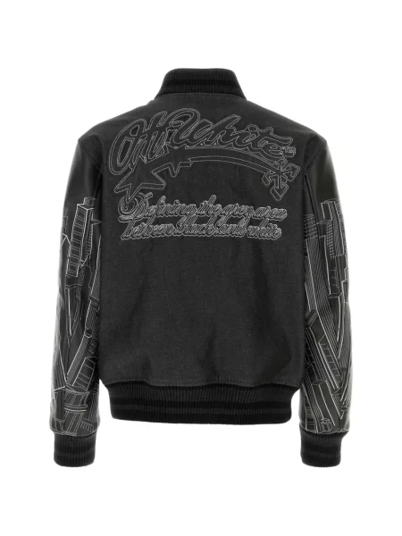 Geacă bomber Off-white cu broderie alb