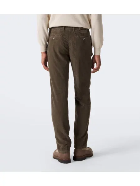 Pantaloni Kiton de catifea cord conici maro
