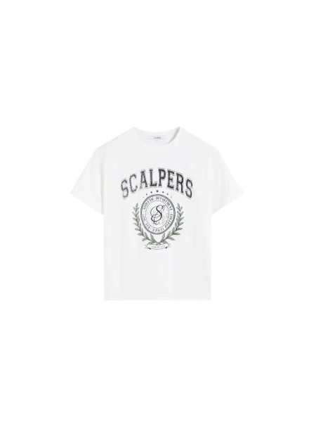 Scalpers Tricou College verde / negru alb