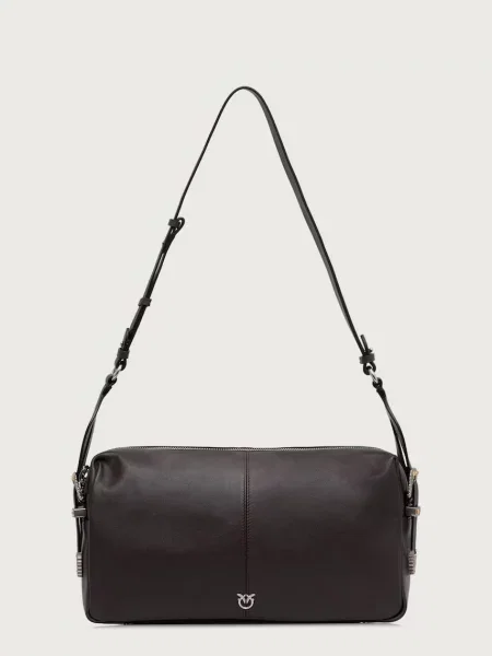 Pinko De piele geantă pe umăr 24 Classic New Biker maro