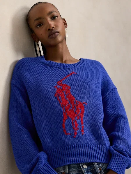 Polo Ralph Lauren Pulover albastru regal roșu