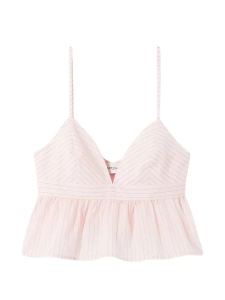 Top Claudie Pierlot cu dungi cu decolteu în V roz