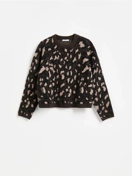 Reserved Pulover cu imprimeu animal multicolor