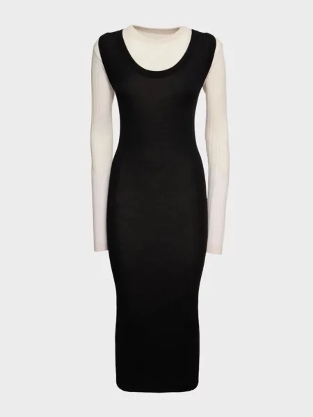 Rochie Marni cu broderie cu decolteu rotund de costum negru