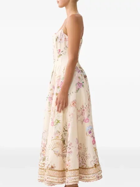 Rochie maxi Camilla cu model floral cu imagine roz